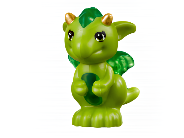 Дракон Lego Dragon, Elves, Baby with Molded Trans-Green Stomach, Spines, and Wings and Printed Gold Horns Pattern (Floria) 26090pb04 U